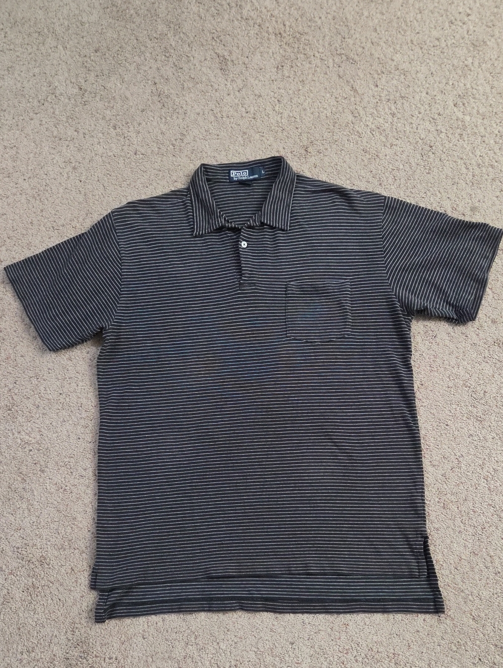 Ralph Lauren Men’s Striped Polo Shirt - Black & Gray